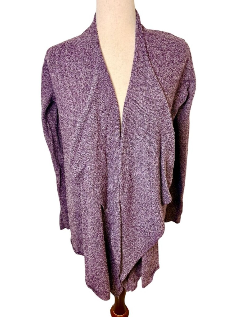 Barefoot Dreams Purple Bamboo Chic Lite Waterfall Drape Cardigan S/M